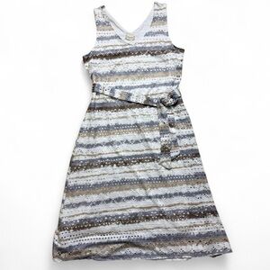 Cloth & Portrait Gray, White & Tan Striped Dress Womens Size Medium